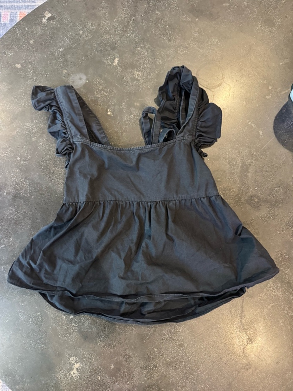Black Ruffle Strap Peplum Tank Top